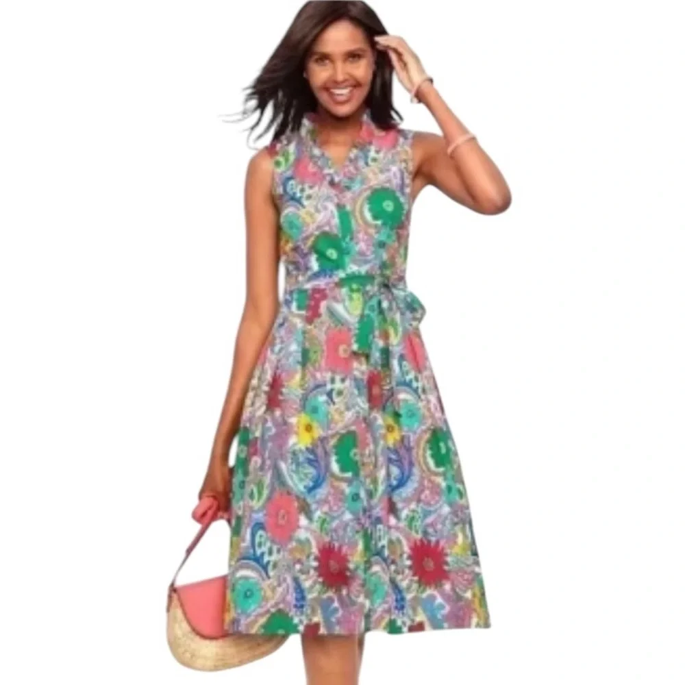 Talbots Multicolor Floral Paisley Sleeveless Midi Dress - Picture 2 of 12